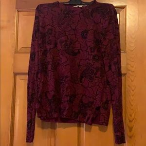 Small Loft Magenta and Black Floral Knit